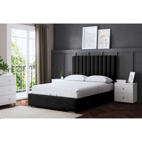 Evangeline Panel Ottoman Bed with Headboard - Black / King