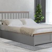 Wooden Ottoman Gas Lift Storage Bed - Grey / Double