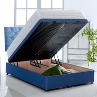Ottoman Bed with Buttoned Headboard - Midnight Blue / King