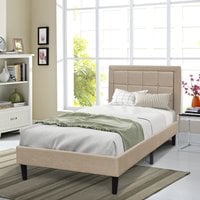 Buttoned Headboard Grey Fabric Bed Frame - Stone / Single