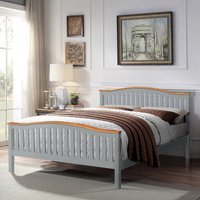 Solid Wooden Curved Bed Frame - Grey / King