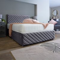 Divan Bed Base with Tokyo Headboard and Footboard - Charcoal Grey / Double / 4x Drawers