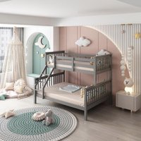 Wooden Grey Triple Bunkbed Children Bedroom Furniture Pine Frame 3FT Single 4FT6 - Grey