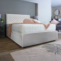 Divan Bed Base with Aspen Headboard - White / Double / 2x Drawers Foot End