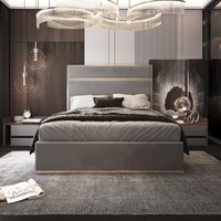Bentley Upholstered Soft Velvet Metal Bed Frame - Grey / Small Double