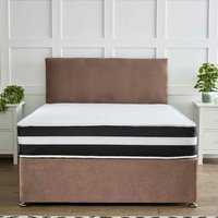 Divan Reinforced Bed Base Set with 20" Headboard - Mink  / 120cm / Small Double / No Drawers