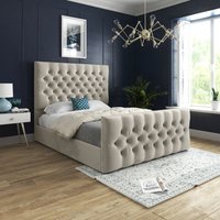 Novara Upholstered Soft Velvet Bed Frame - Cream / Small Single