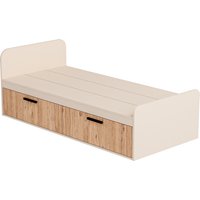 Viola Bedstead, Bed Frame with Headboard - Atlantic Pine & Beige
