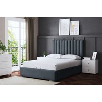 Evangeline Panel Ottoman Bed with Headboard - Grey / Small Double