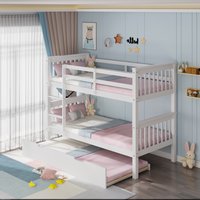 Oliver Wooden Bunk Bed with Trundle - White