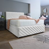 Divan Bed Base with Tokyo Headboard and Footboard - White / Small Single / 2x Drawers Same Side