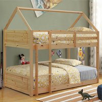 3ft Single House Style Bunkbed - Natural