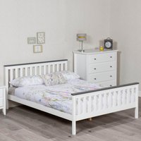 Solid Pine wood Shanghai Bed Frame - Satin White / Single