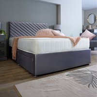 Divan Bed Base with Aspen Headboard - Charcoal Grey / Single / No Drawers