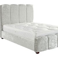 Chloe Panel Luxury Crushed Velvet Upholstered Bed Frame - Silver / King
