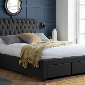 Birlea Valentino 2 Drawer Double Charcoal Fabric Bed | Bed Sava