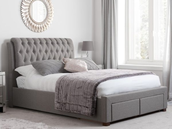 Birlea Valentino 2 Drawer King Size Grey Fabric Fabric Bed | Bed Sava