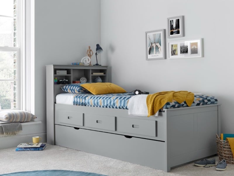 Bedmaster Veera Guest Bed Single Wood Grey   With Trundle Guest Bed