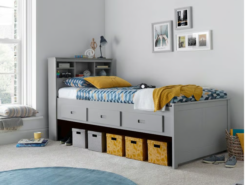 Bedmaster Veera Guest Bed Single Wood Grey   Without Trundle Guest Bed