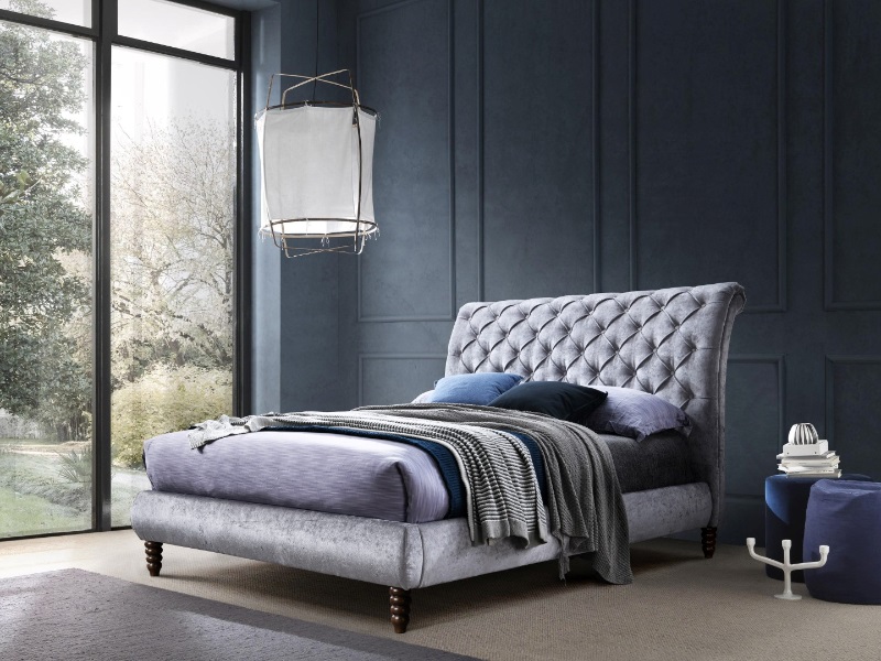 Time Living Venice Double Grey Fabric Bed