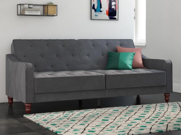 Dorel Vintage Tufted Grey Velvet Sofa Bed | Bed Sava
