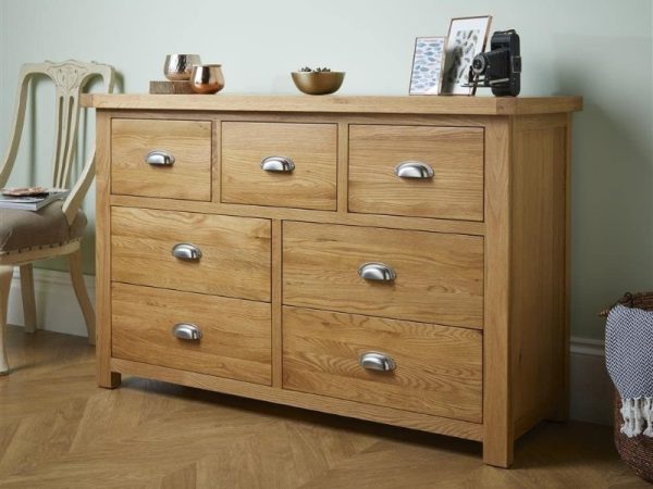 Birlea Woburn 4 and 3 Drawer Chest Oak Oak Drawer Chest | Bed Sava