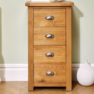 Birlea Woburn 4 Drawer Narrow Chest Oak Oak Drawer Chest | Bed Sava