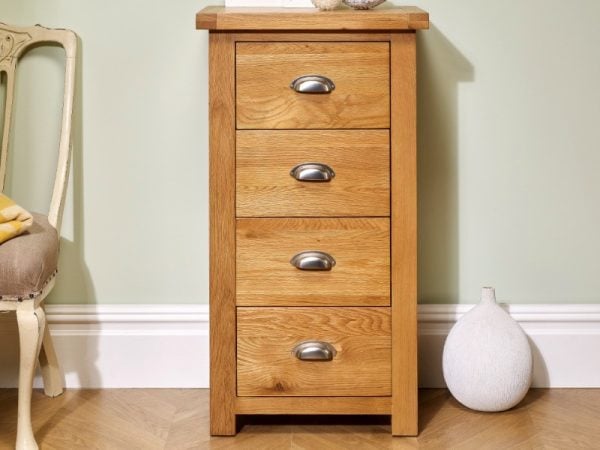 Birlea Woburn 4 Drawer Narrow Chest Oak Oak Drawer Chest | Bed Sava