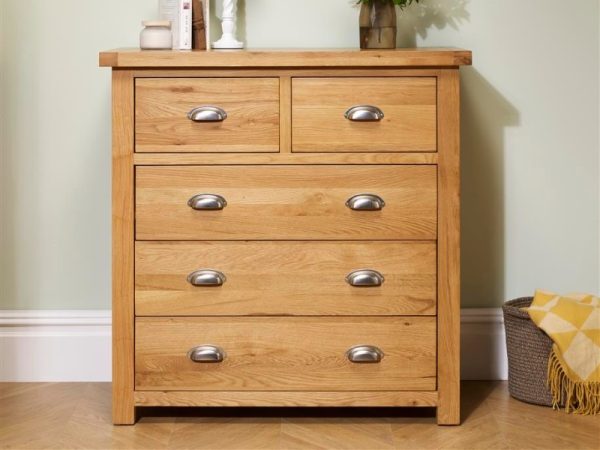 Birlea Woburn 3 plus 2 Drawer Chest Oak Oak Drawer Chest | Bed Sava