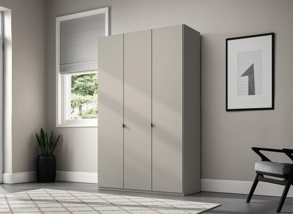 Kirkpatrick Wooden 3-Door Wardrobe - Beige