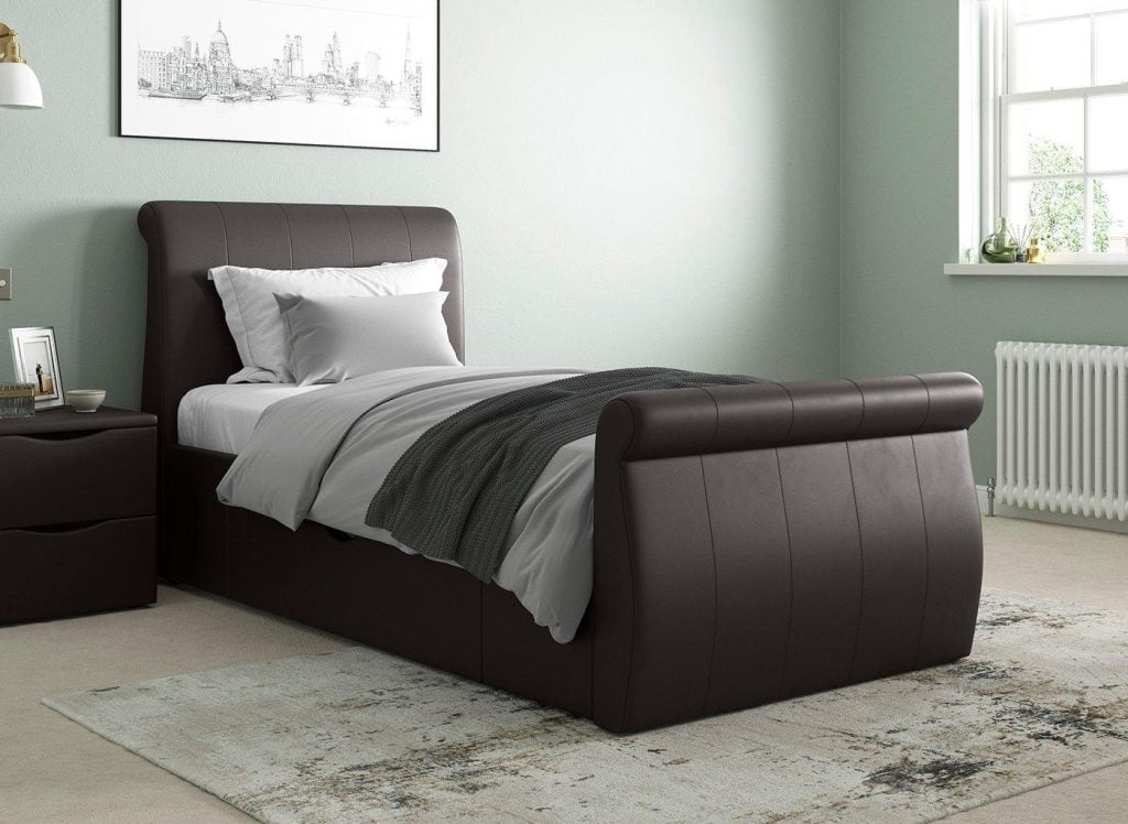 Lucia Upholstered Bed Frame - 3'0 Single - Brown