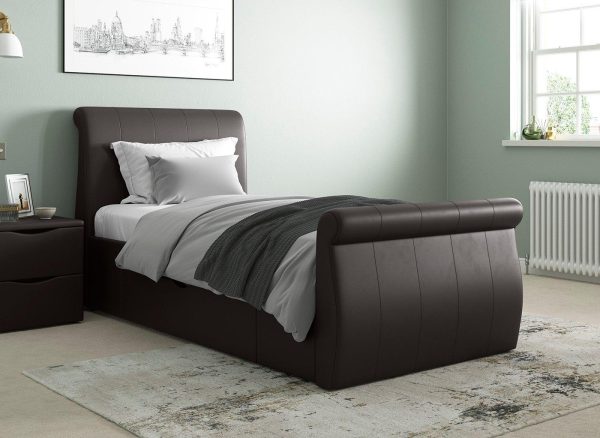 Lucia Upholstered Bed Frame  30 Single  Brown | Bed Sava
