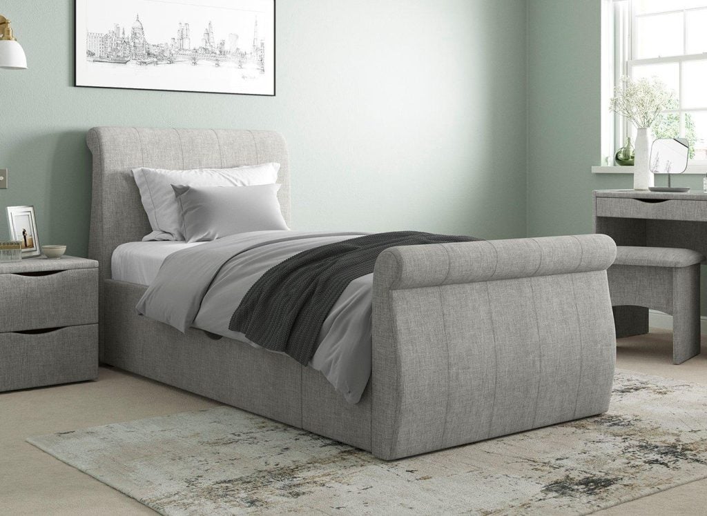 Lucia Upholstered Bed Frame - 3'0 Single - Silver