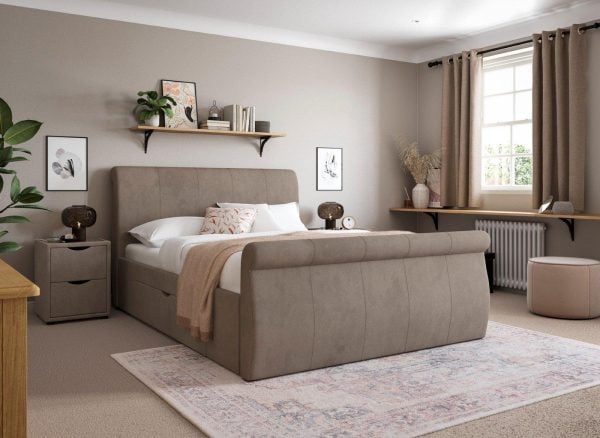 Lucia Upholstered Bed Frame  30 Single  Beige | Bed Sava