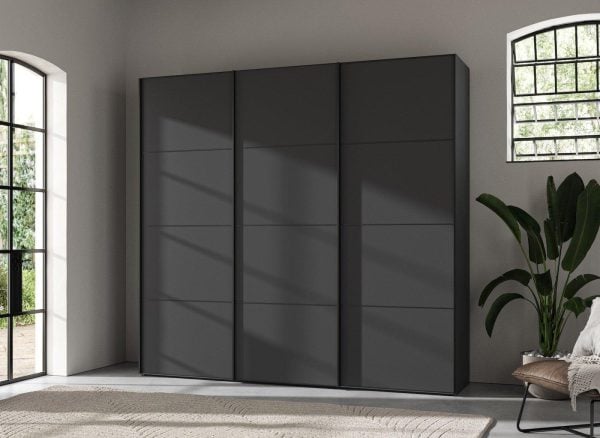 Roberts Large 3 Door Wardrobe  Grey | Bed Sava