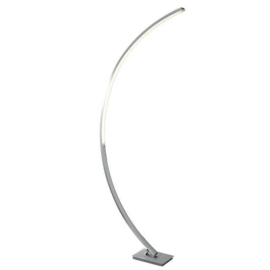 Colton Led Satin Silver Curved Floor Lamp | Bed Sava