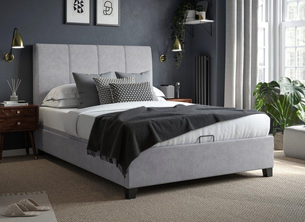 Francesca Upholstered Ottoman Bed Frame - 4'0 Small Double - Grey