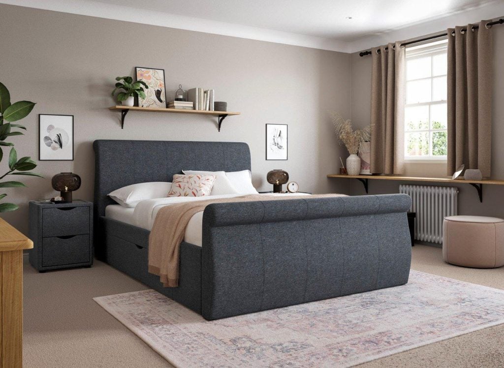 Lucia Upholstered Bed Frame - 3'0 Single - Blue