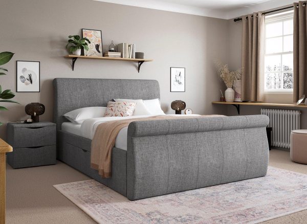 Lucia Upholstered Bed Frame  50 King  Grey | Bed Sava