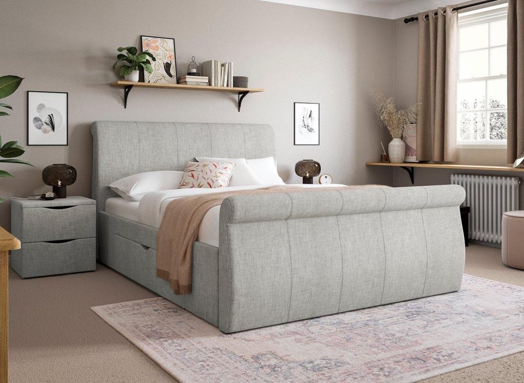 Lucia Upholstered Bed Frame - 5'0 King - Silver