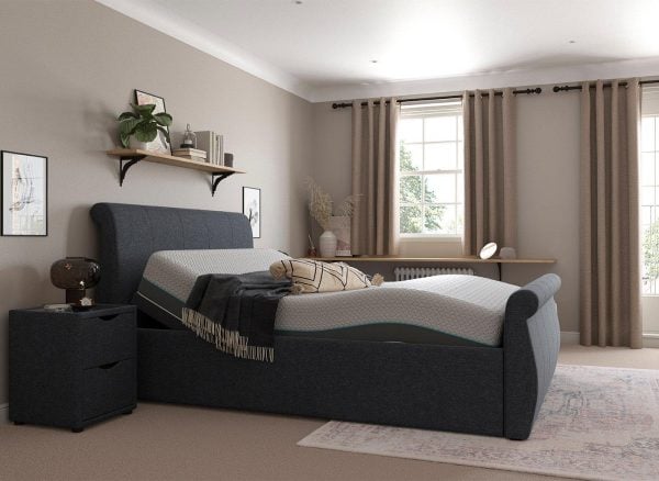 Lucia Sleepmotion Double 200i Adjustable Upholstered Bed Frame  46 Double  Blue | Bed Sava