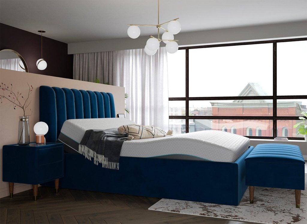 Mount Sleepmotion Adjustable Velvet-Finish Bed Frame - 4'6 Double - Blue