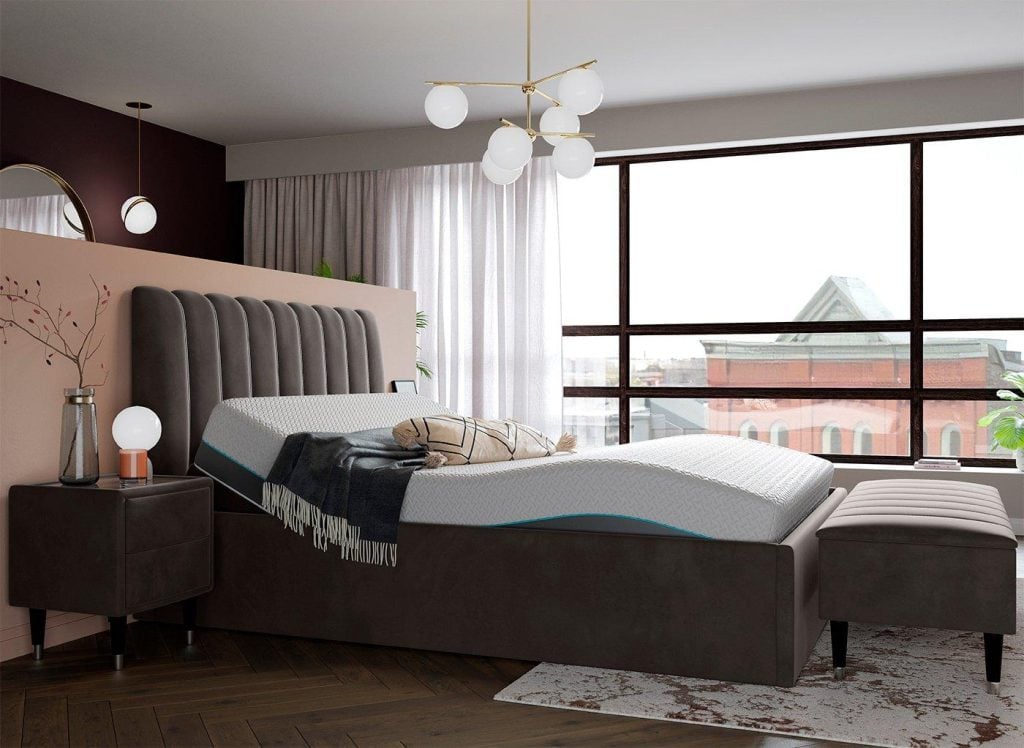 Mount Sleepmotion Adjustable Velvet-Finish Bed Frame - 6'0 Super King - Grey