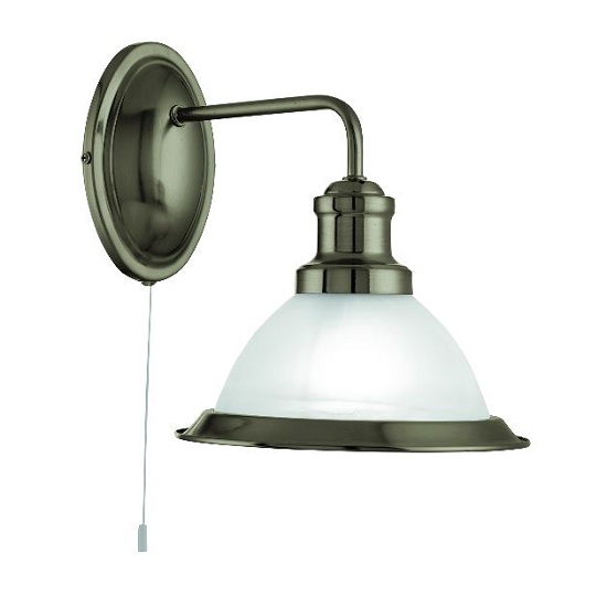 Bistro Acid Glass Shade Wall Light In Antique Brass Finish | Bed Sava