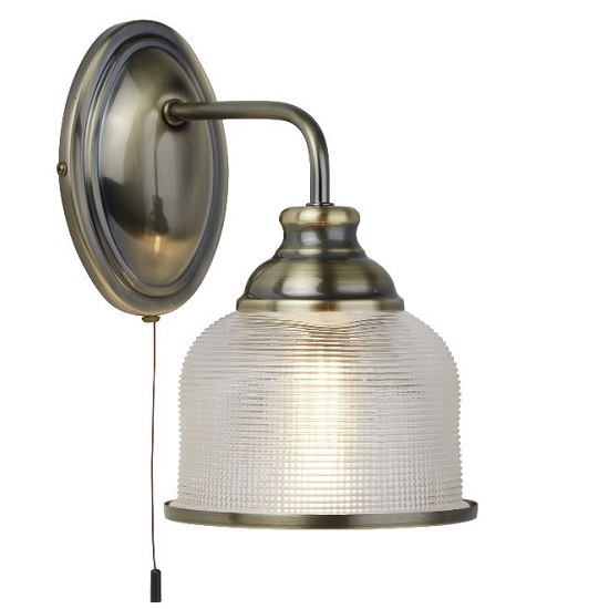 Bistro II Single Light Wall Bracket In Antique Brass With Haloph | Bed Sava