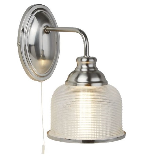 Bistro II Single Light Wall Bracket In Satin Silver With Halopha | Bed Sava