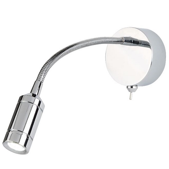 Chrome Flexi Arm Round Base Led Wall Light | Bed Sava