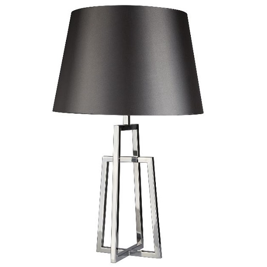 Chrome Crossed Frame Table Lamp With Black Tapered Shade | Bed Sava