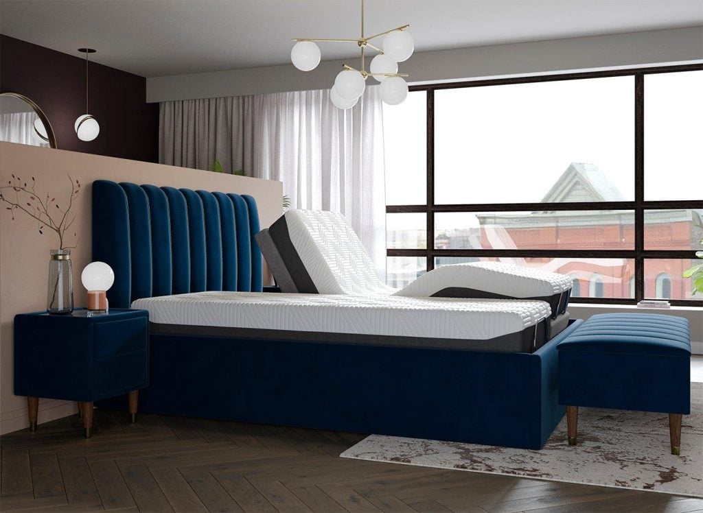 Mount Sleepmotion Adjustable Velvet-Finish Bed Frame - 5'0 King - Blue