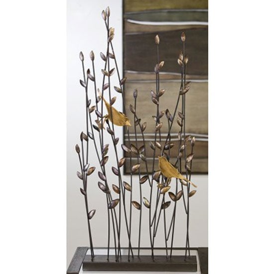 Albero Ornament With Bronce Finish 2 Birds in Metal Branches | Bed Sava